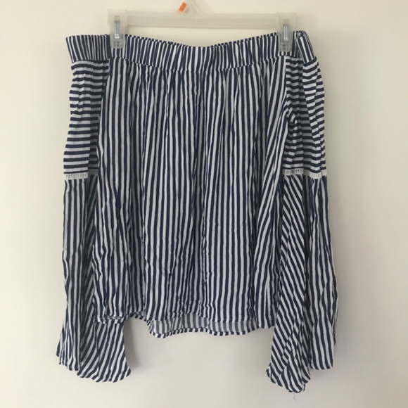 🔸3/30$!! Beautiful Nautical Bell Sleeve Off The Shoulder Top - Picture 6 of 7